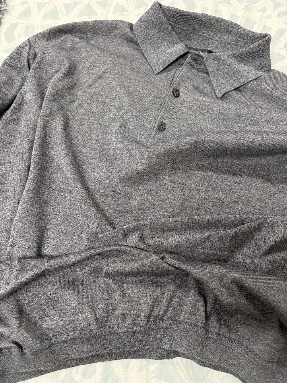 St. Croix Men's Gray LS Polo Shirt - Picture 5 of 6